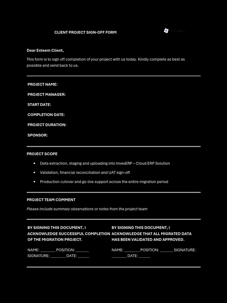 Client Project Sign-Off Form | PDF