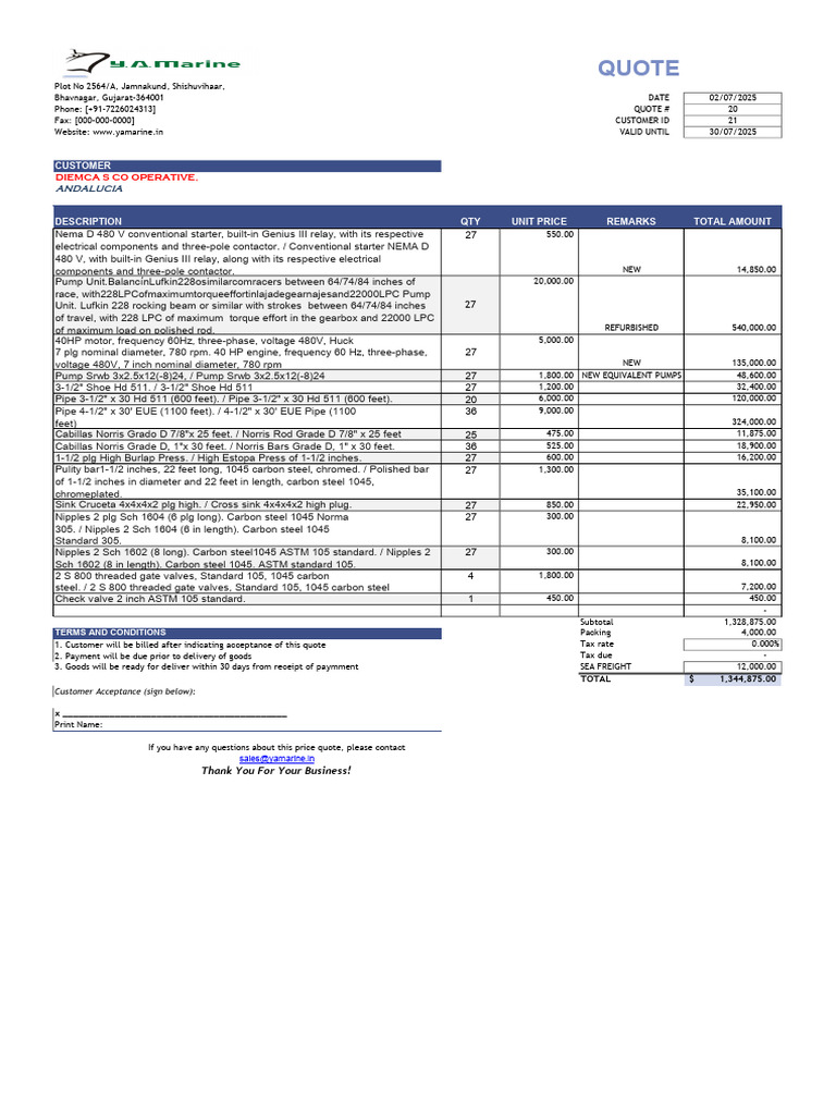 Bhavnagar Equipment Quote Details | PDF | Manufactured Goods ...