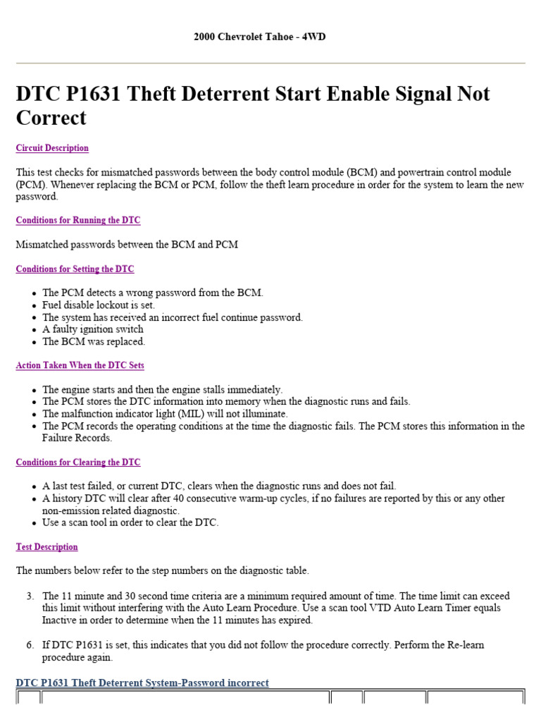DTC P1631: Theft Deterrent Issues | PDF | Computing