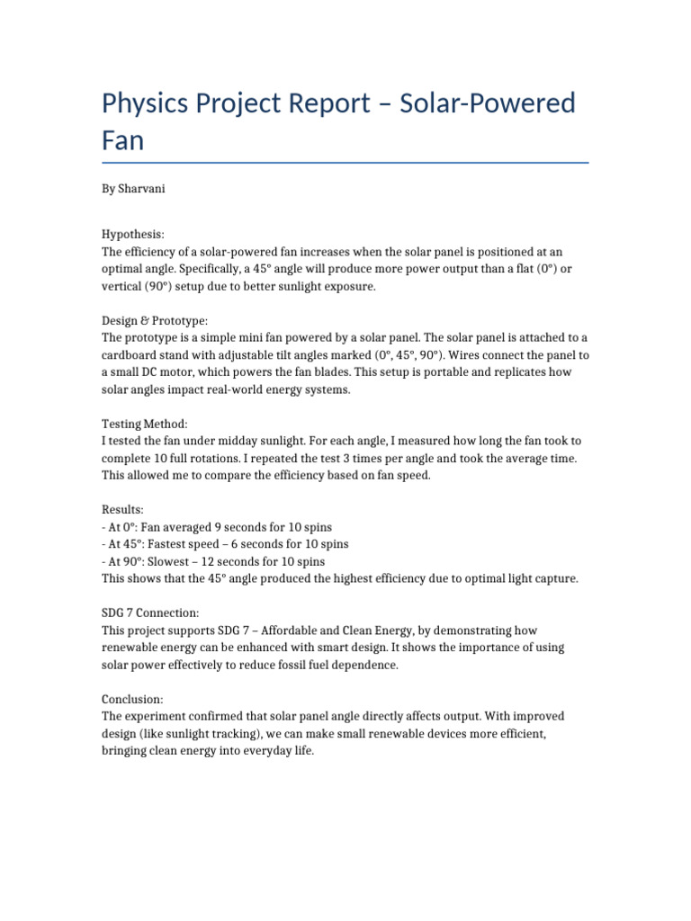 Optimizing Solar Fan Efficiency | PDF