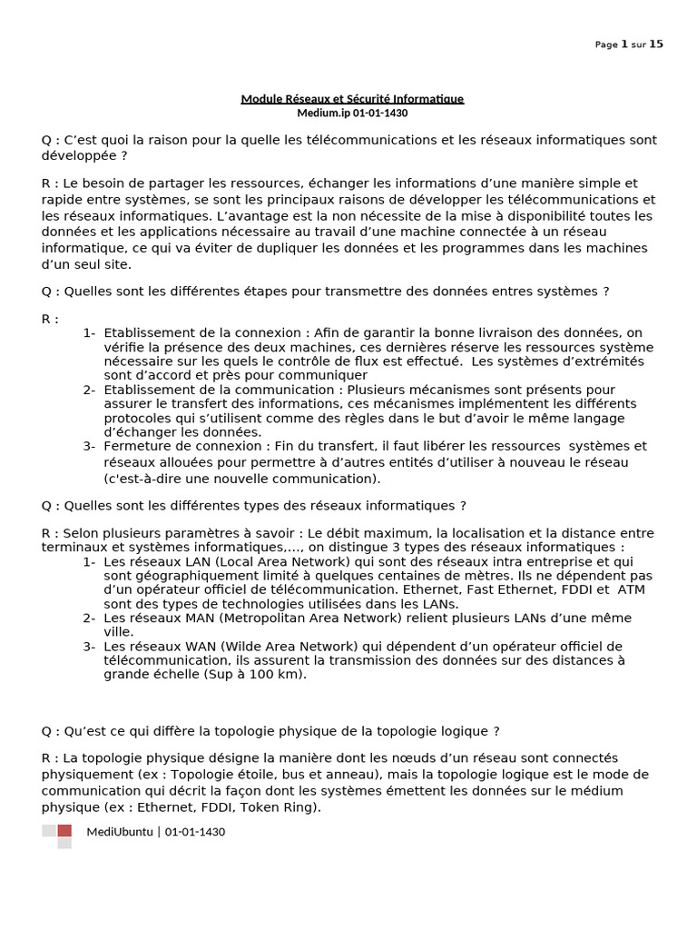 Réseaux et Sécurité Informatique : Concepts clés | PDF | Cryptage ...
