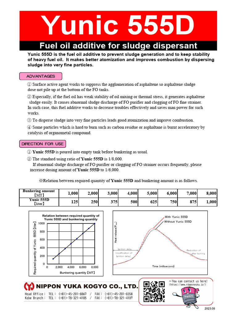 Yunic 555D: Fuel Oil Sludge Preventer | PDF | Fuel Oil | Combustion