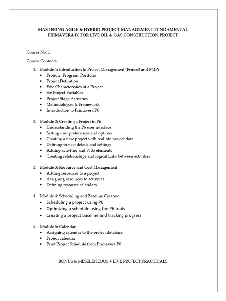 Course Outline - MASTERING AGILE & HYBRID PROJECT MANAGEMENT ...