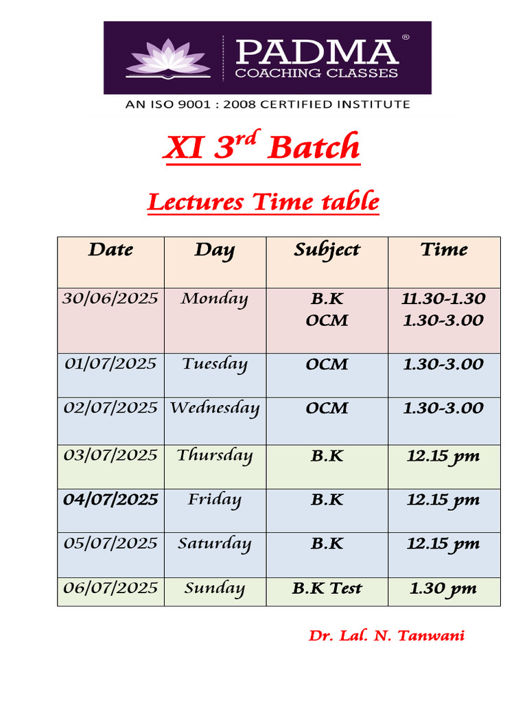 XI 3rd Batch | PDF