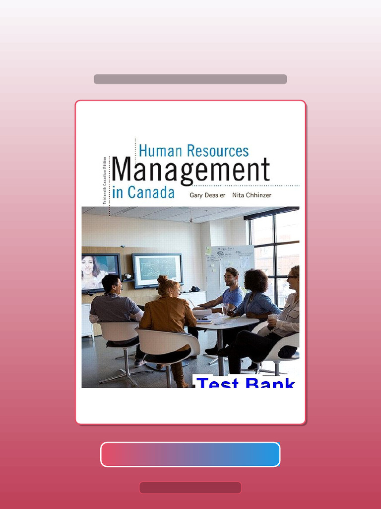 Human Resources Management in Canada Canadian 13th Edition Dessler ...