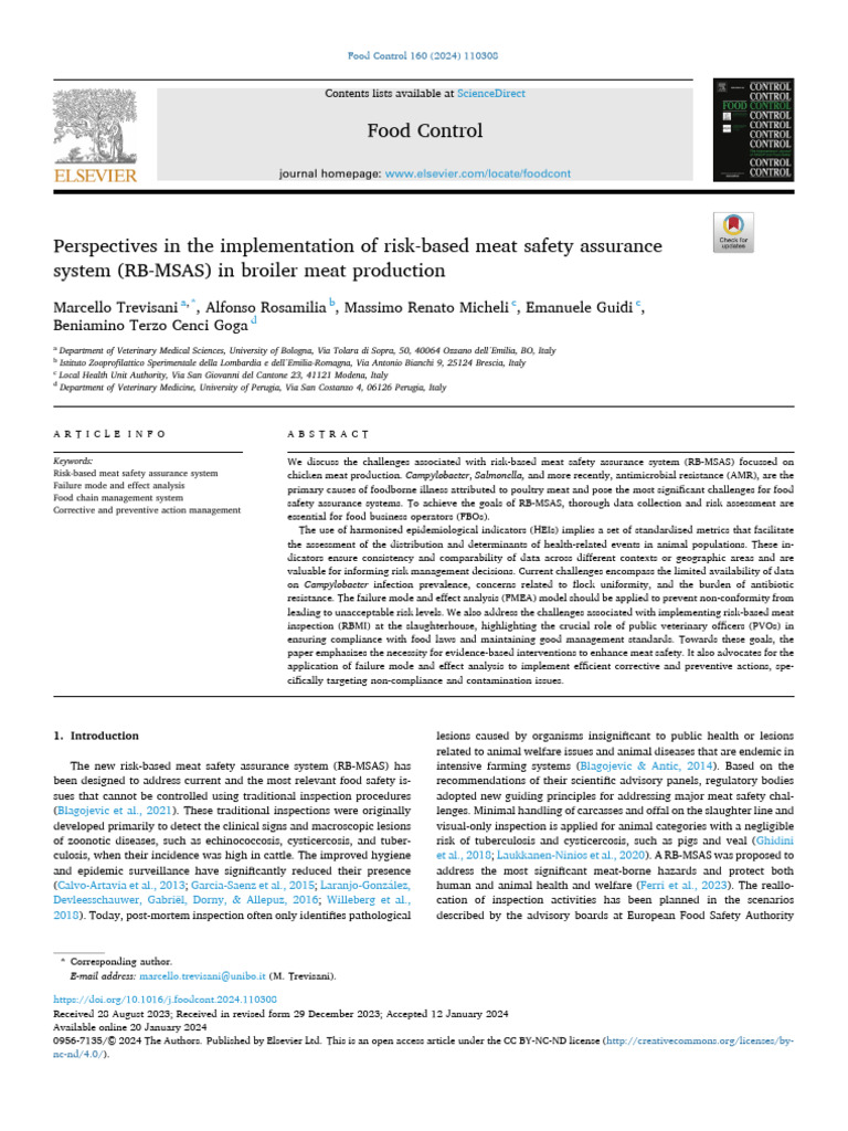 Risk-Based Meat Safety in Poultry Production | PDF | Food Safety | Meat