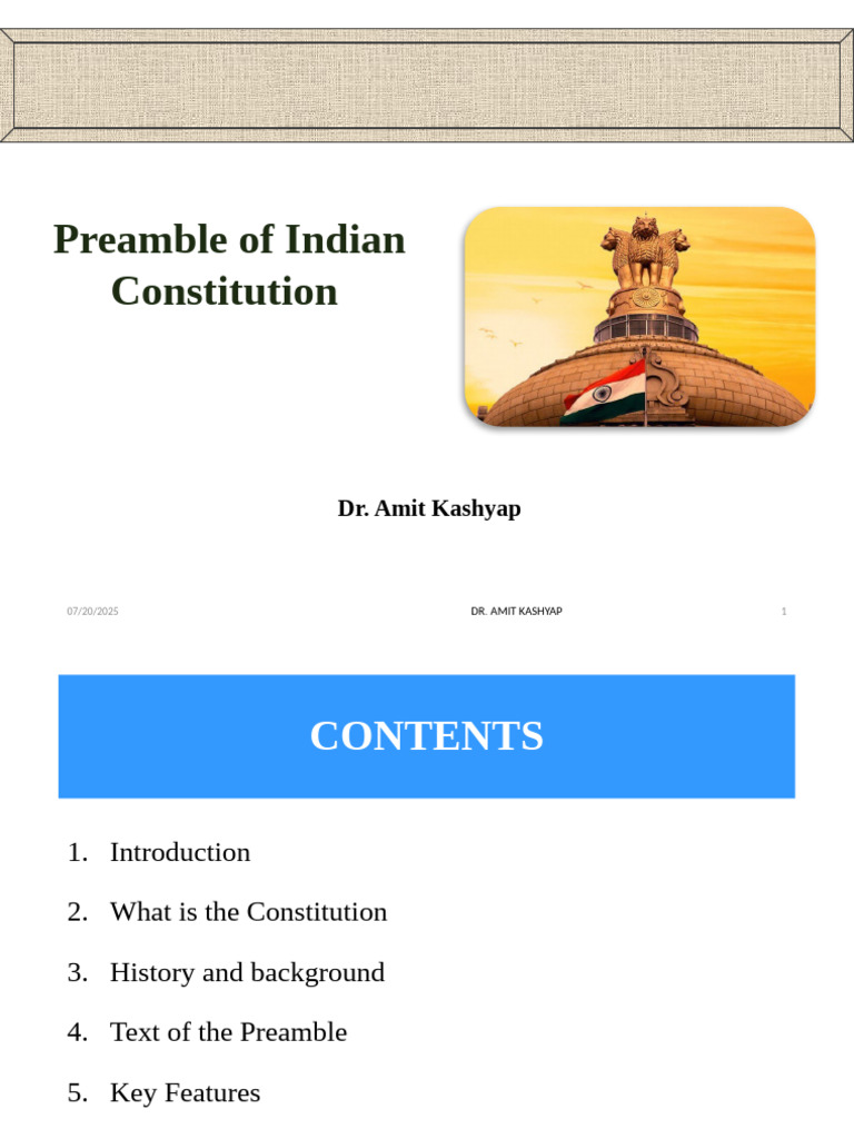 Preamble of the Indian Constitution | PDF | Legal Documents | Political ...