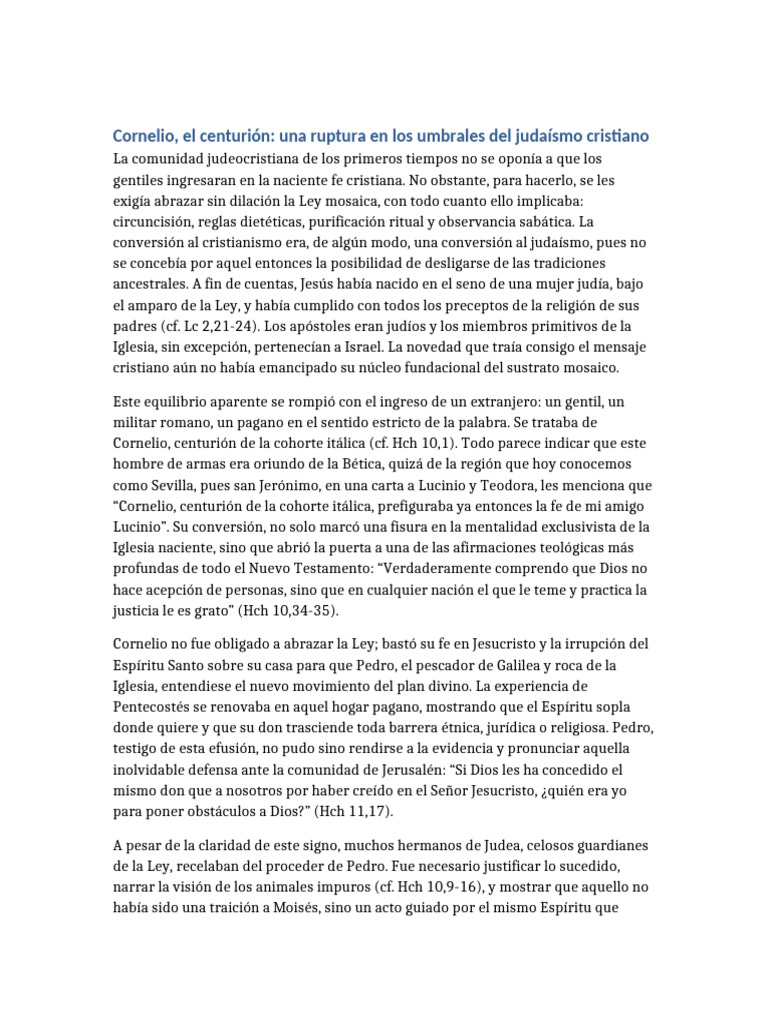 La conversión de Cornelio y su impacto | PDF | Jesús | Conversión religiosa