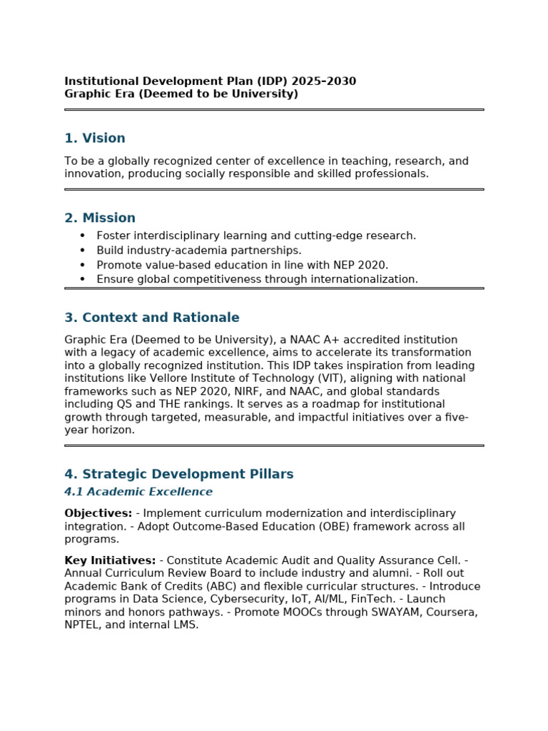 GEU Institutional Development Plan 2025-2030 | PDF | Bachelor's Degree ...