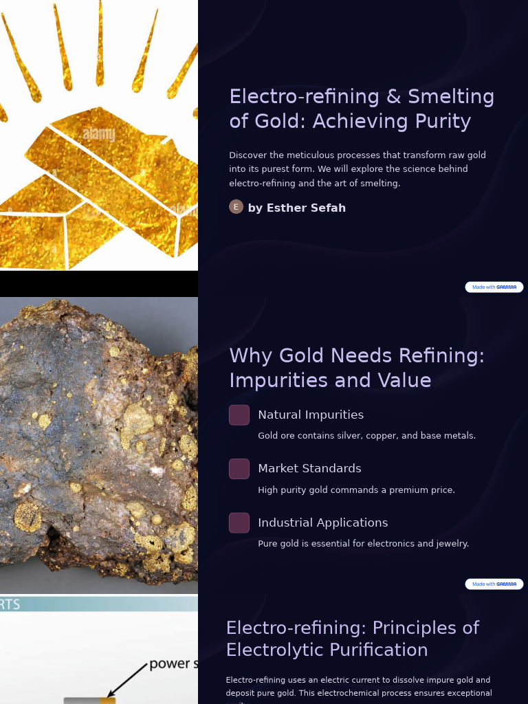 Electro Refining and Smelting of Gold Achieving Purity | PDF | Smelting ...