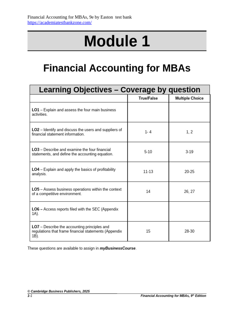 Financial Accounting Test Bank, 9e | PDF | Equity (Finance