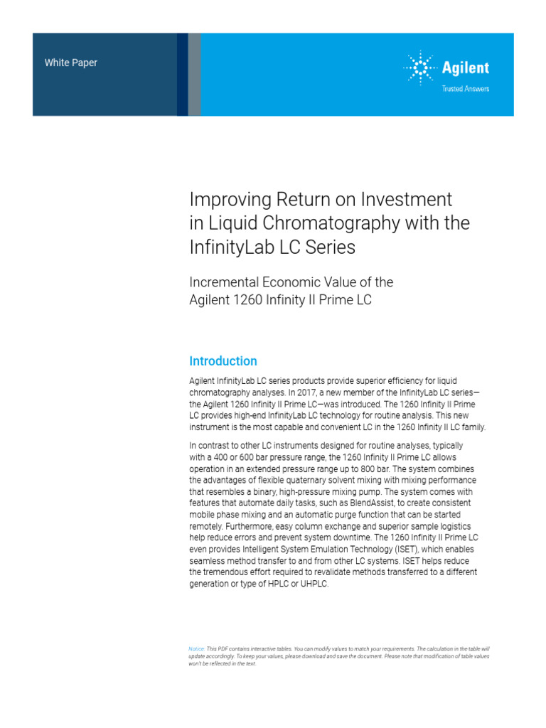 Economic Benefits of InfinityLab LC | PDF | High Performance Liquid ...