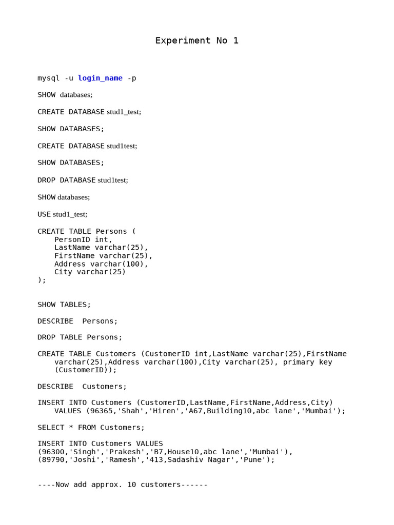 Experiment 1 | PDF