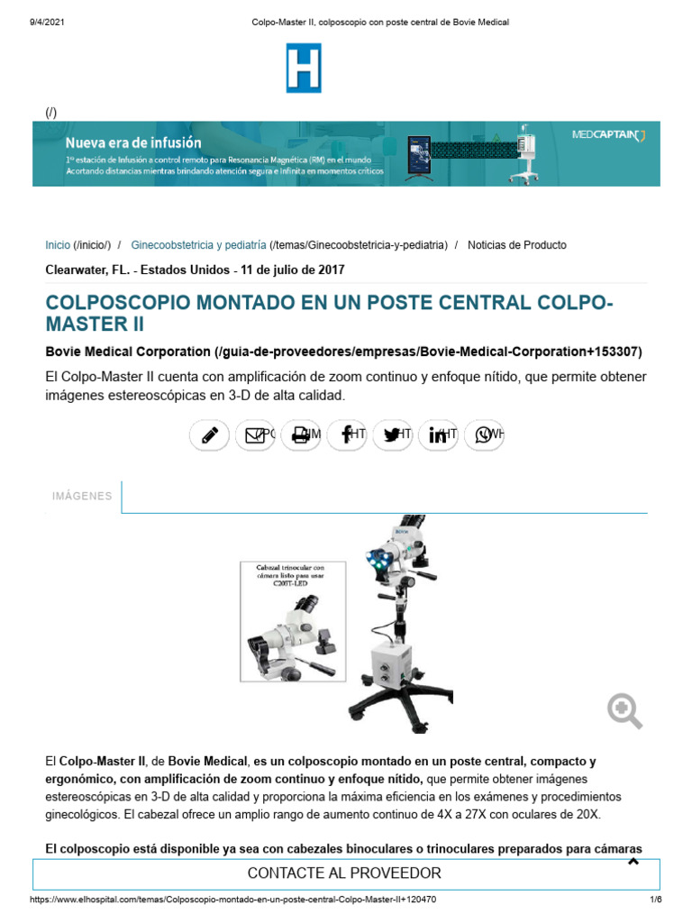 Colpo-Master II: Colposcopio Ergonómico 3D | PDF