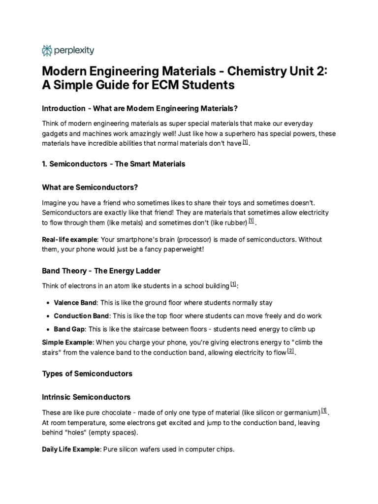 Modern Engineering Materials Overview | PDF | Semiconductors ...