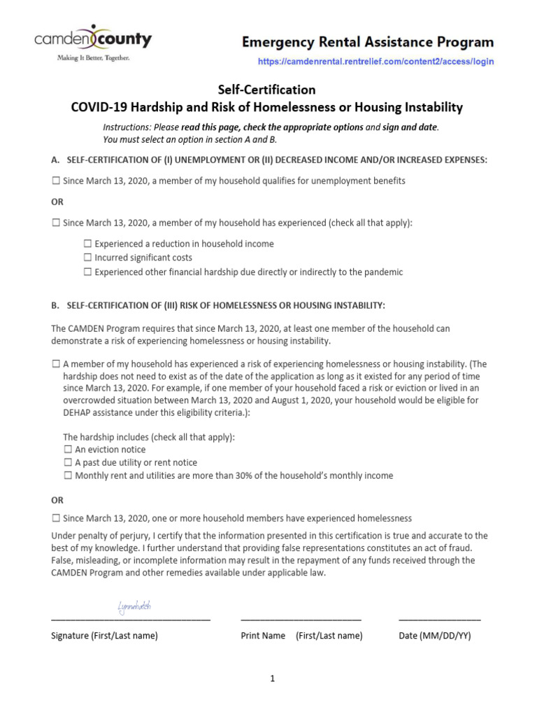 Camdencovid19hardshipattestation English (1) | PDF | Homelessness