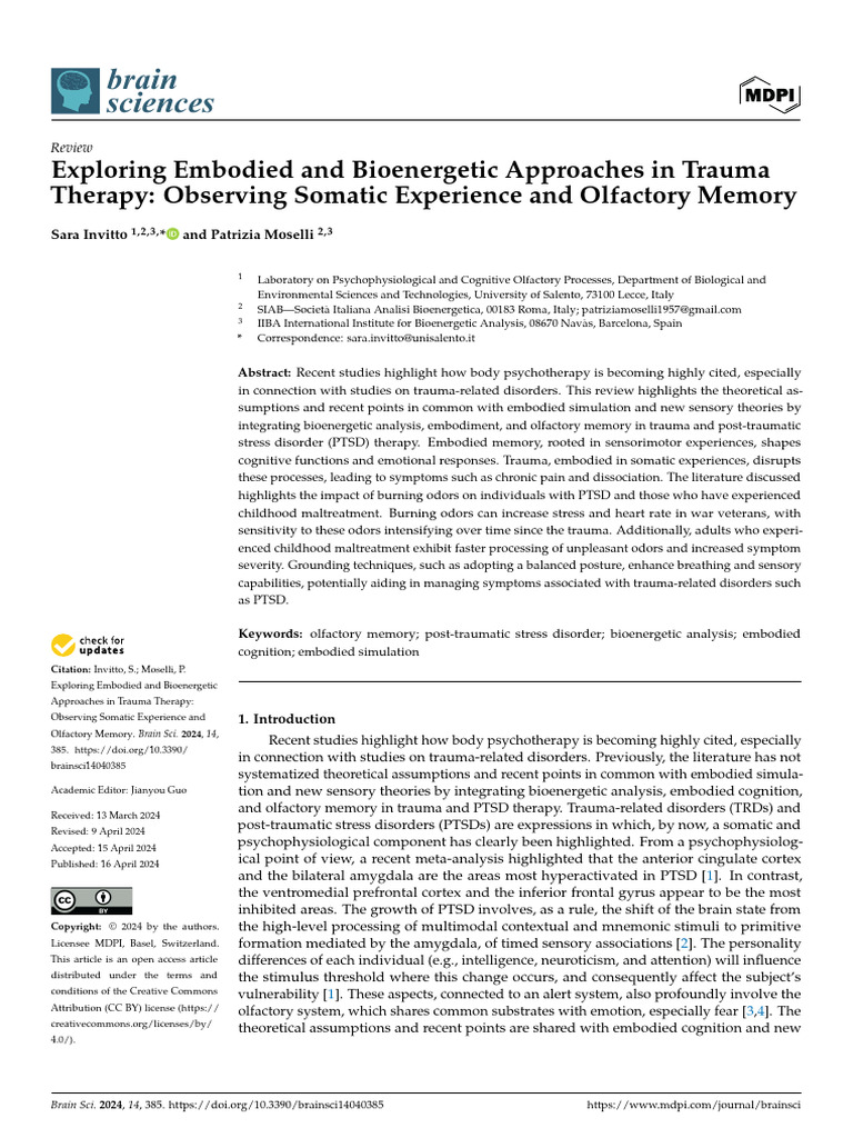 Brainsci 14 00385 | PDF | Psychological Trauma | Psychotherapy