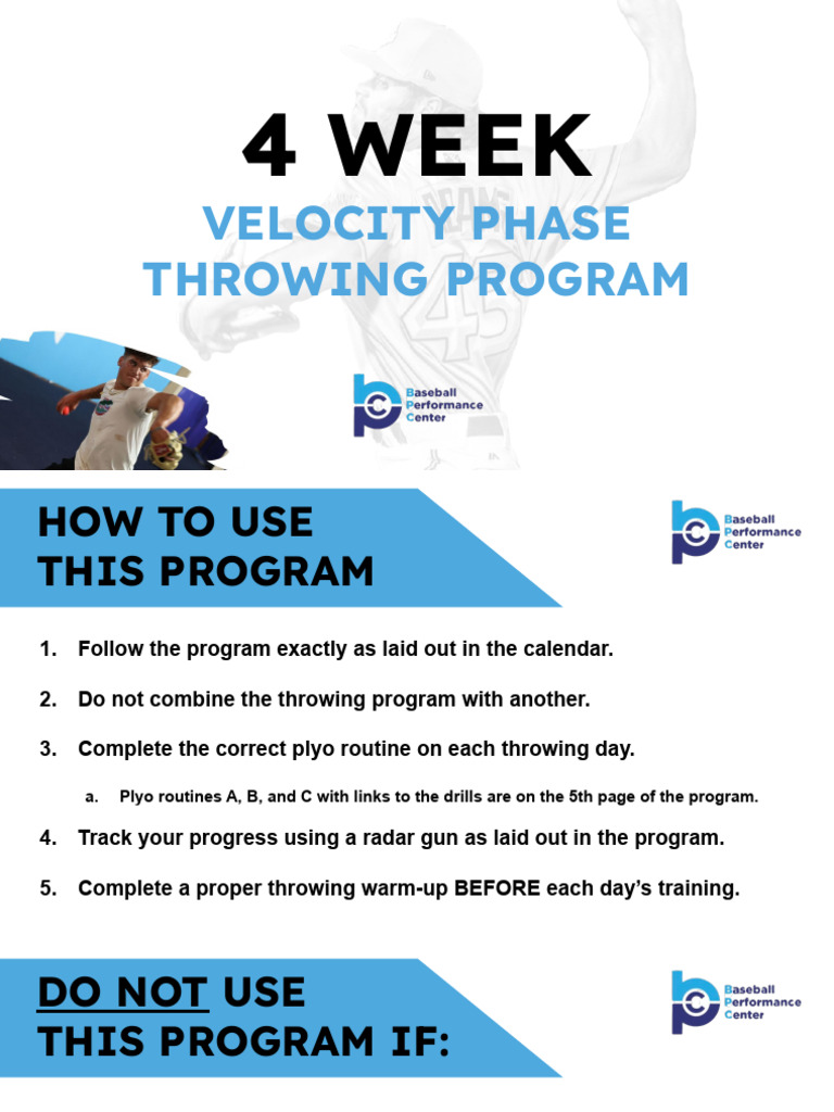 4-Week Velocity Throwing Program | PDF