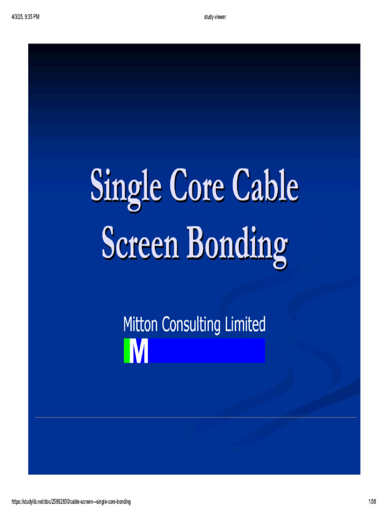 Single Core Cable Screen Bonding Methods 1752173855 | PDF