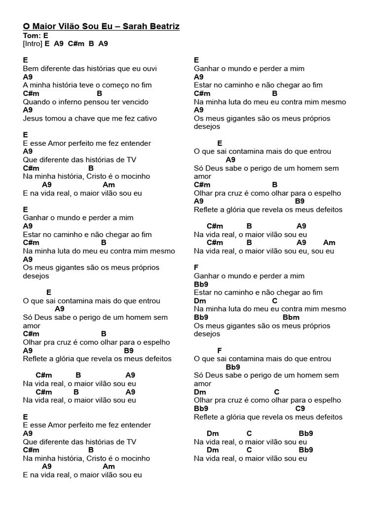Sarah Beatriz - O Maior Vilão Sou Eu | PDF