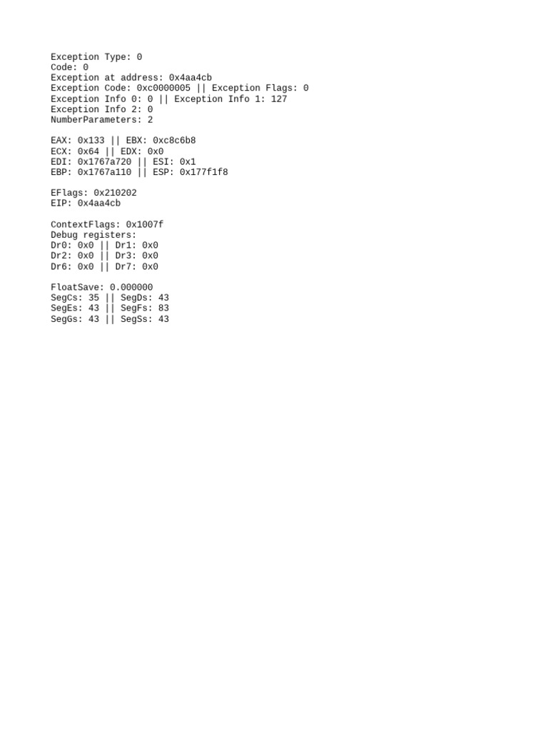 Windows Exception Code 0xc0000005 Analysis | PDF