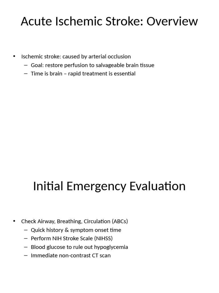 Acute Ischemic Stroke Management | PDF