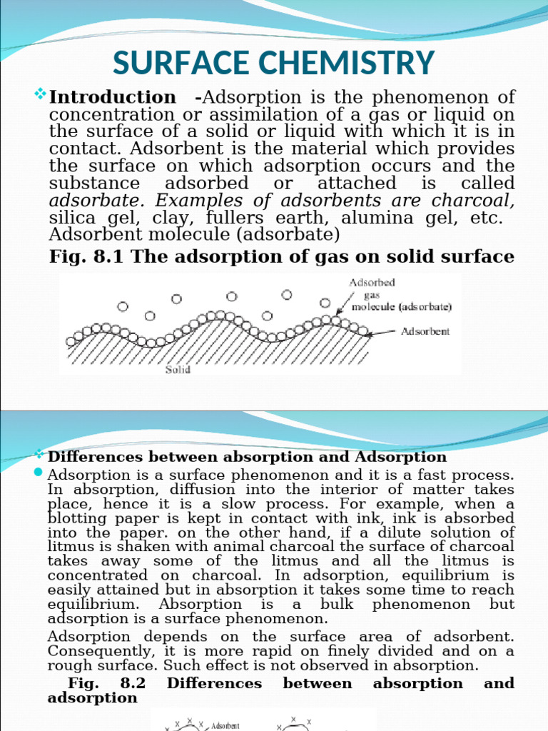 5a Surface Chemistry | PDF | Adsorption | Colloid