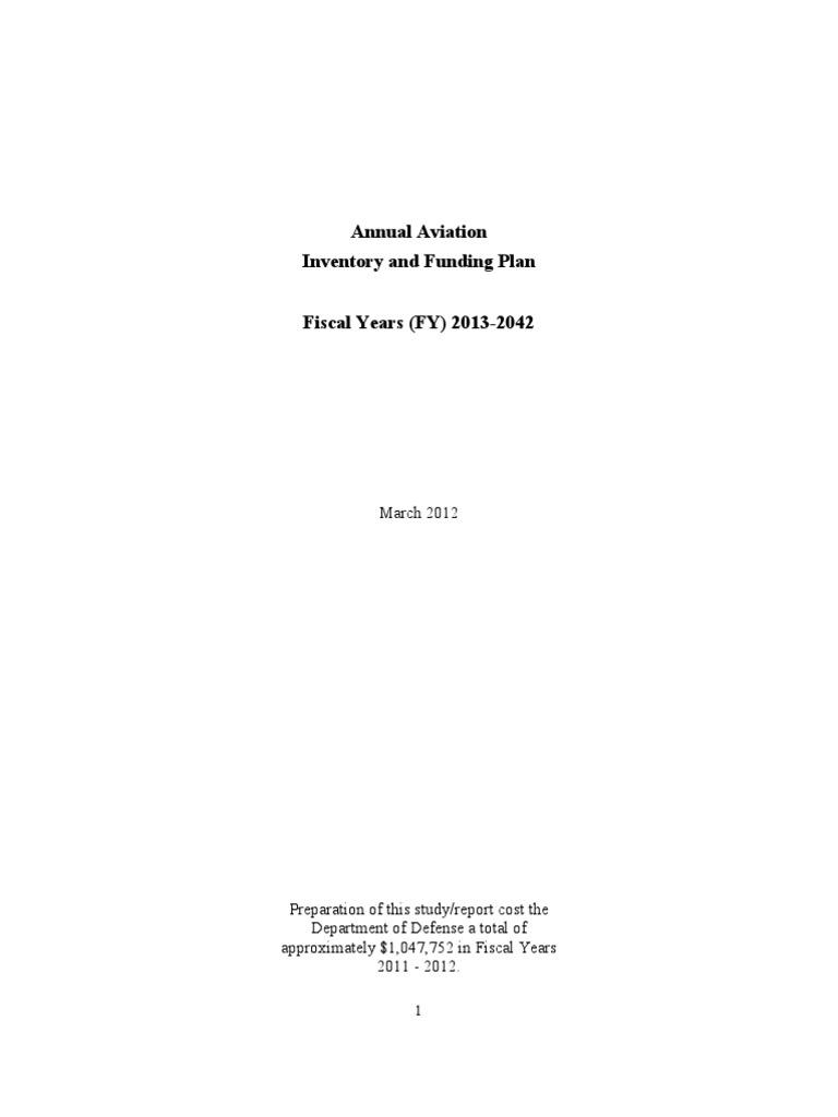 Annual Aviation Funding Plan FY 2013-2042 | PDF | United States Air ...