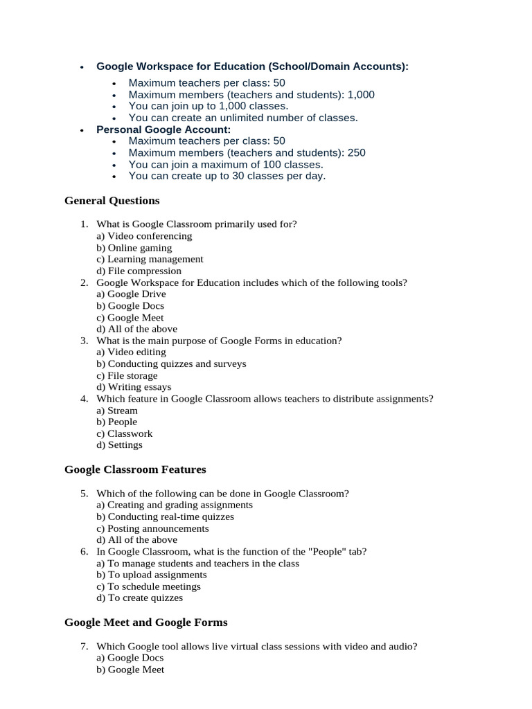 Google Classroom Features and Limits | PDF | Web Portals | Software