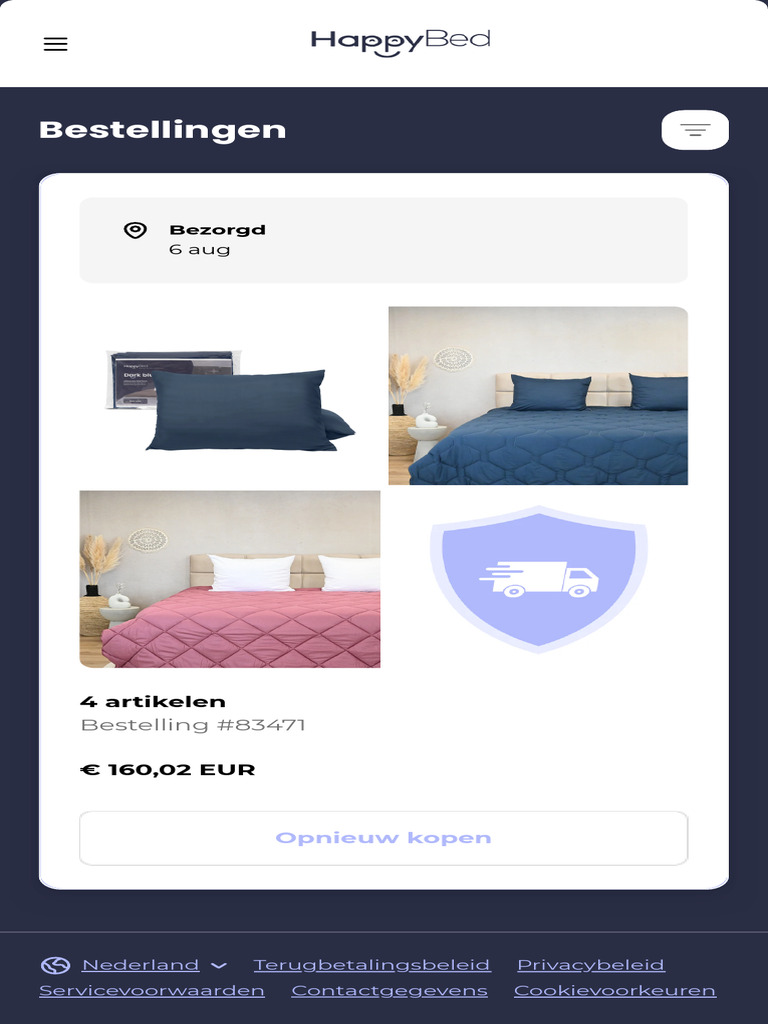 Bestellingen - HappyBed - Account | PDF