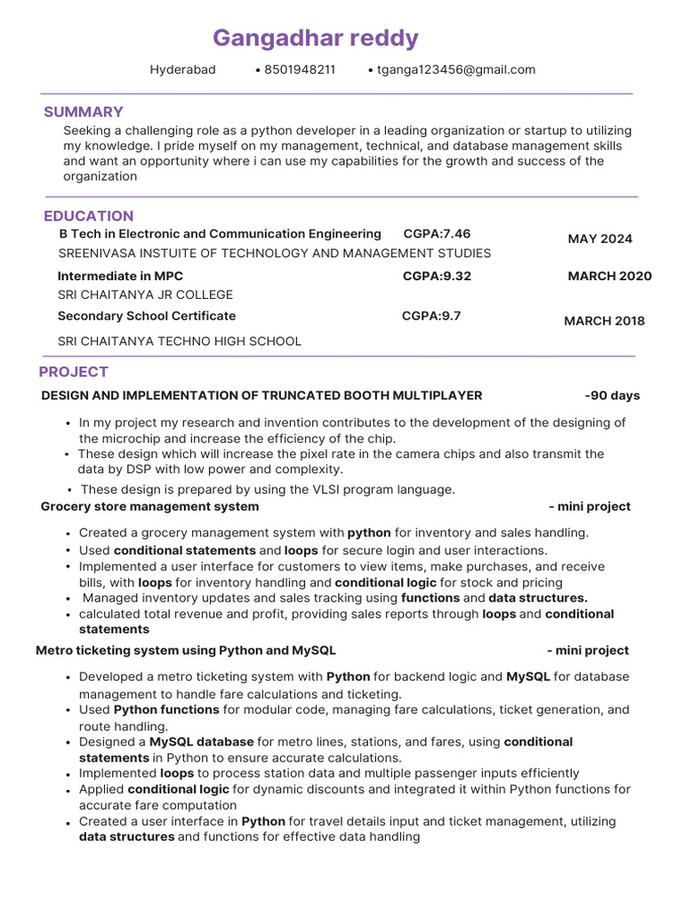 Python Developer Resume Summary | PDF | Python (Programming Language) | C++