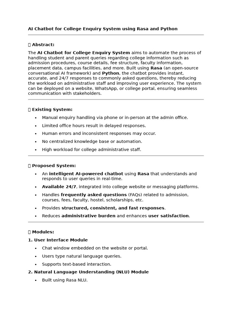 College Enquiry Chatbot with Rasa | PDF | Databases | Computing