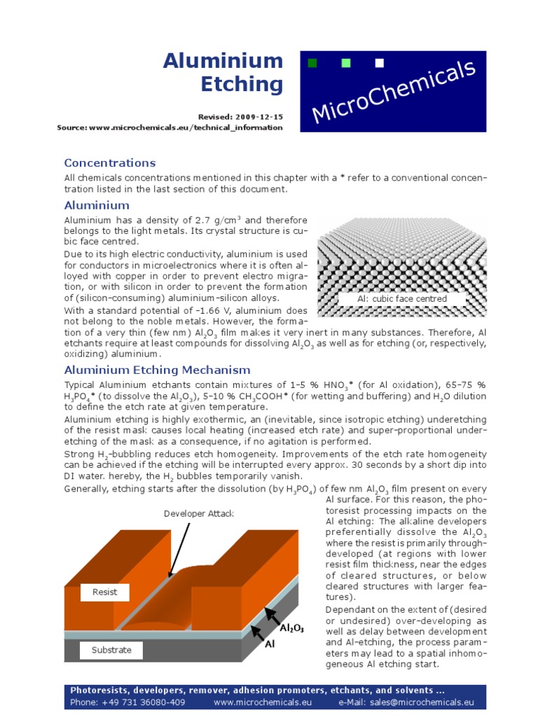 Aluminium Etching Aluminium Oxide Aluminium