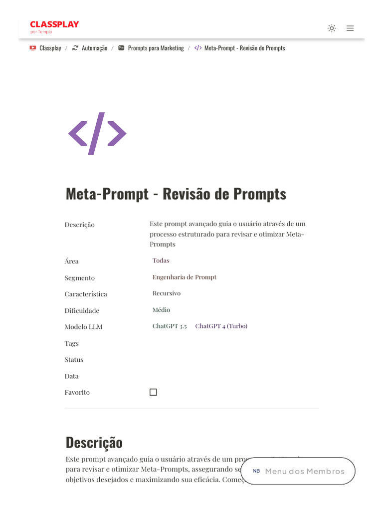 Otimize Seus Meta-Prompts Eficazmente | PDF | Comentários | Análise de ...