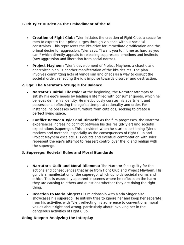 Psychological Dynamics in Fight Club | PDF | Psychological Concepts ...