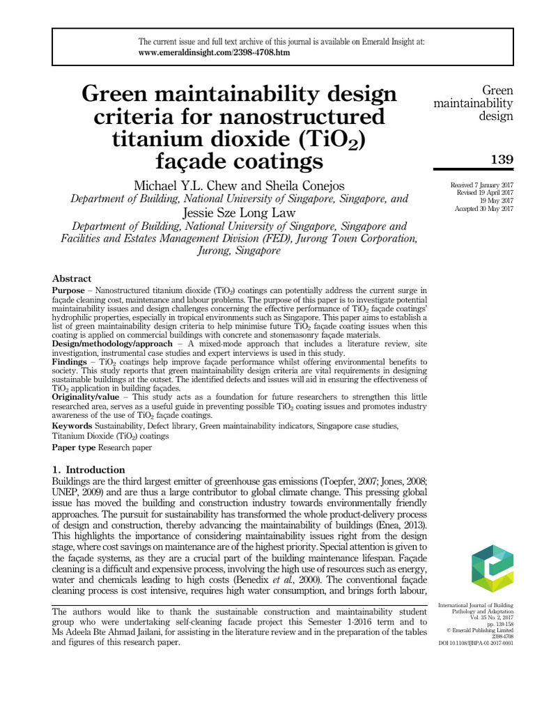 Green Design Criteria for TiO2 Coatings | PDF | Titanium Dioxide | Soil