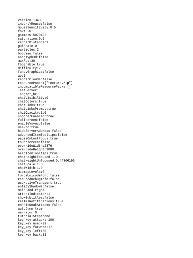 Minecraft Configuration Settings | PDF