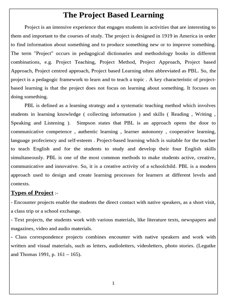 Project-Based Learning in Education | PDF | Learning | Project Based ...