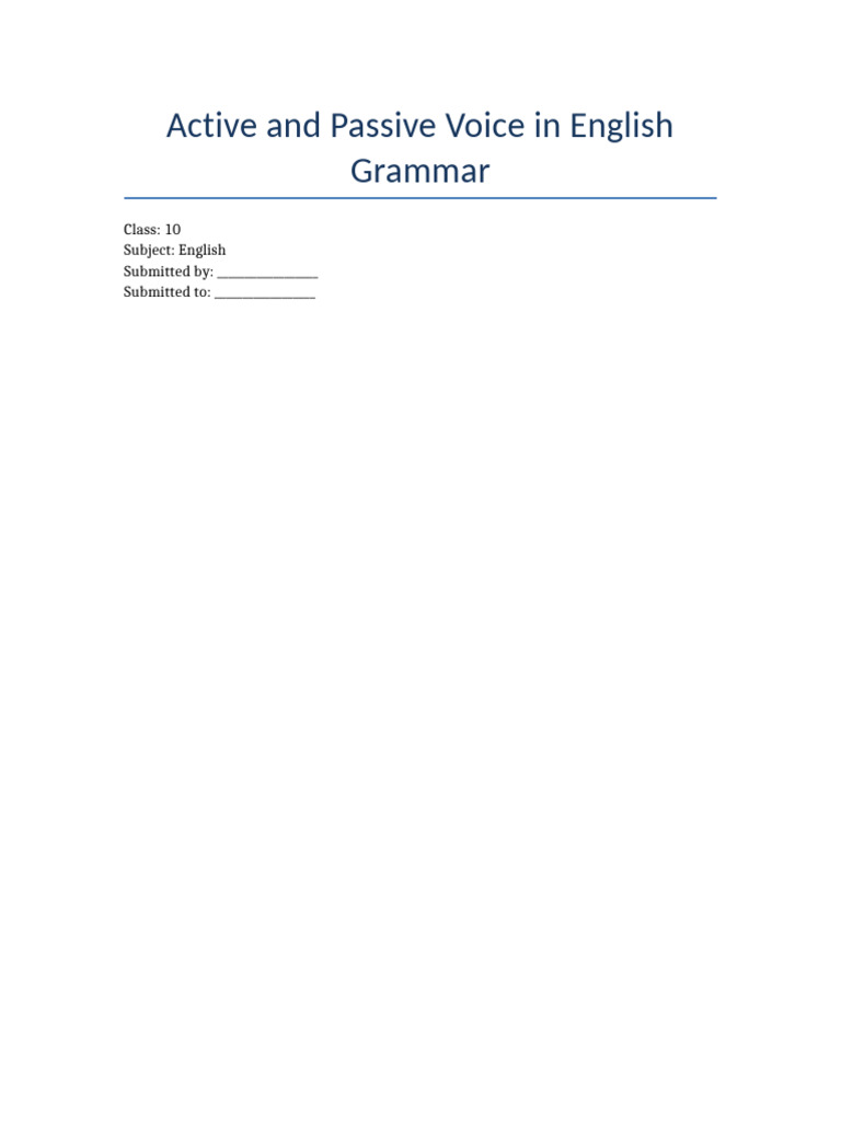 Active and Passive Voice Explained | PDF | Subject (Grammar) | Verb
