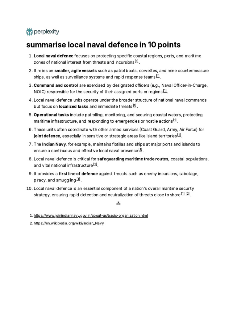 Local Naval Defence Explained in 10 Points | PDF