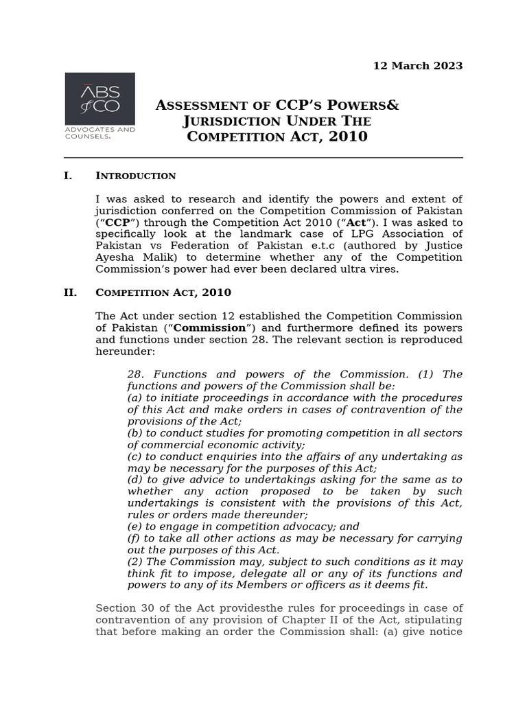 CCP Powers Under Competition Act 2010 | PDF | Regulatory Compliance ...
