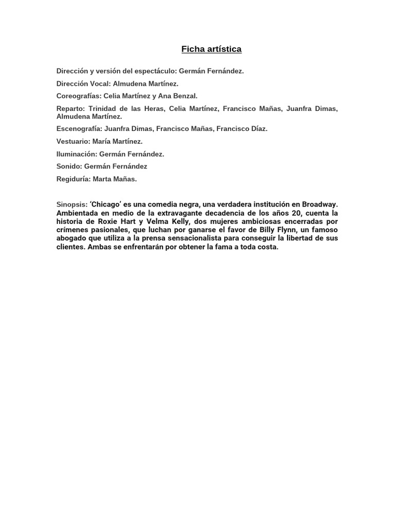 Ficha Técnica Aedea Teatro | PDF