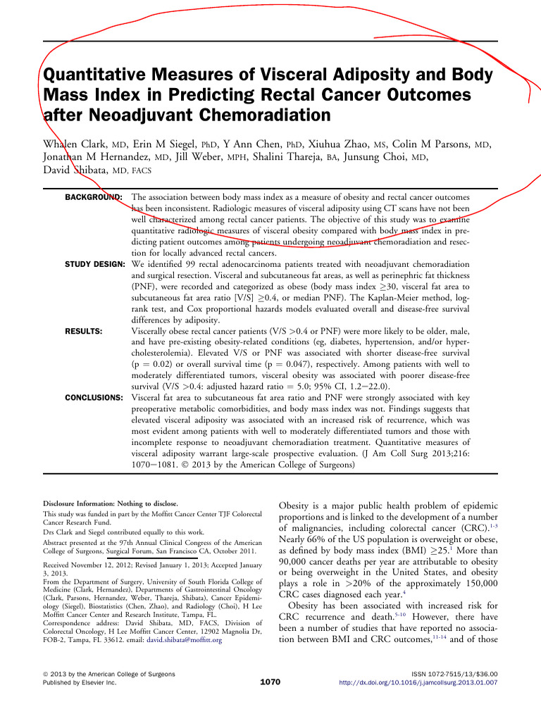 Quantitative Measures of Visceral Adiposity and Body Mass Index in ...