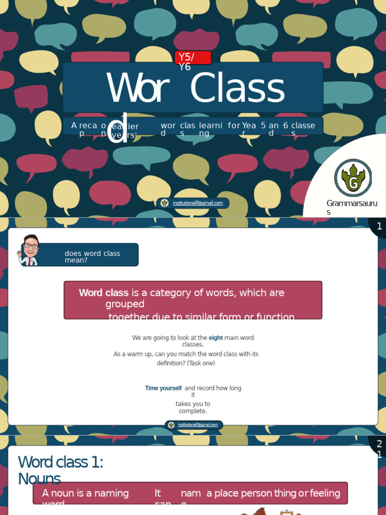 Word Class Overview for Y5 and Y6 | PDF | Adverb | Verb