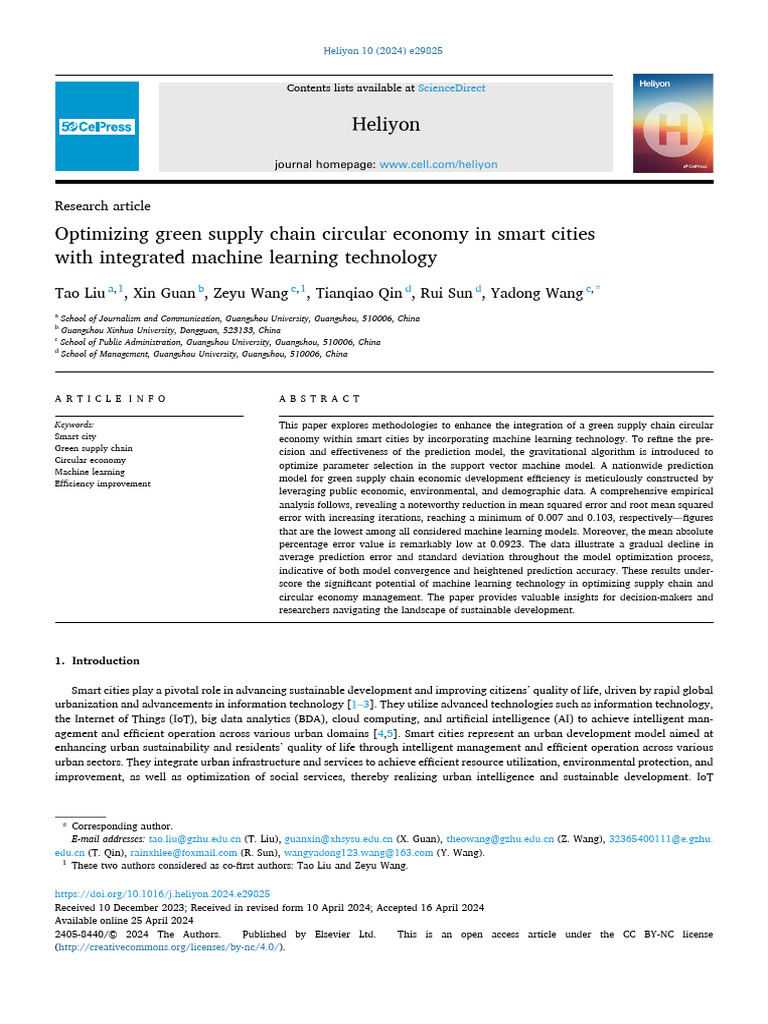 Optimizing Green Supply Chain Circular Economy in Smart Cities | PDF ...