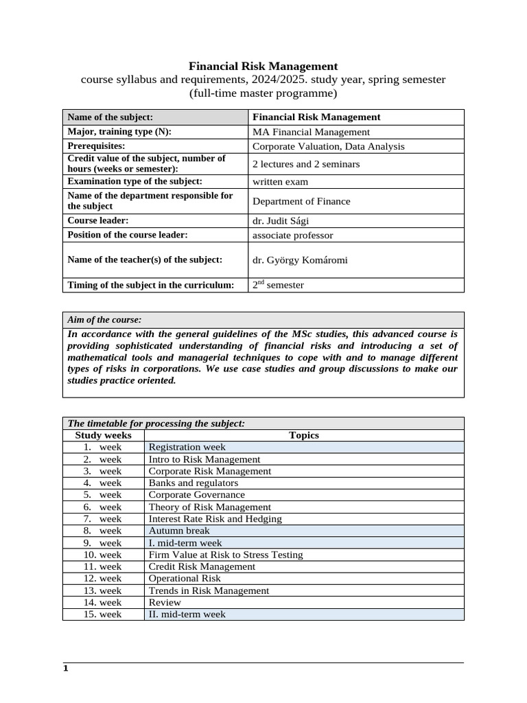 4 Financial Risk Management | PDF | Risk