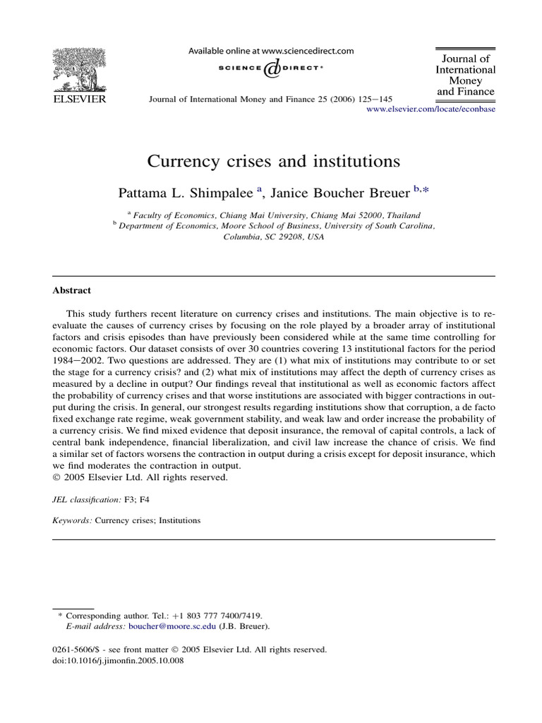 Causes of Currency Crises and Institutions | PDF | Exchange Rate ...