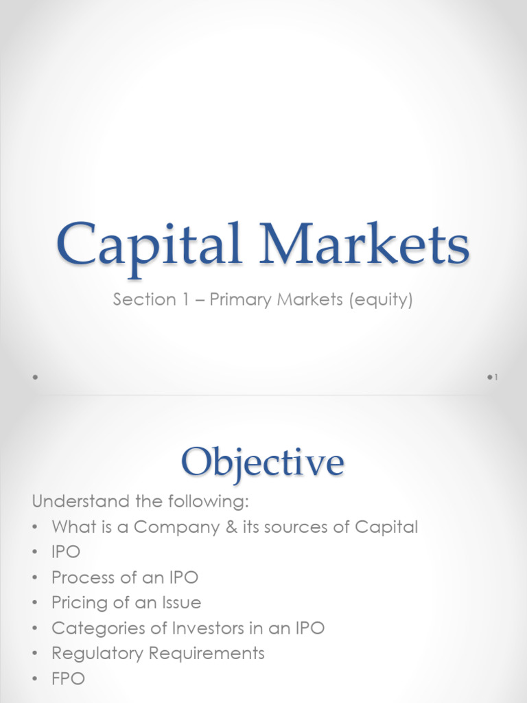 02 Primary Markets - IPO Process and Primary Issues | PDF | Initial ...