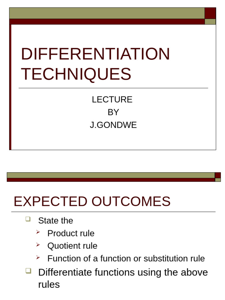 Differ Techniques | PDF | Derivative | Mathematics
