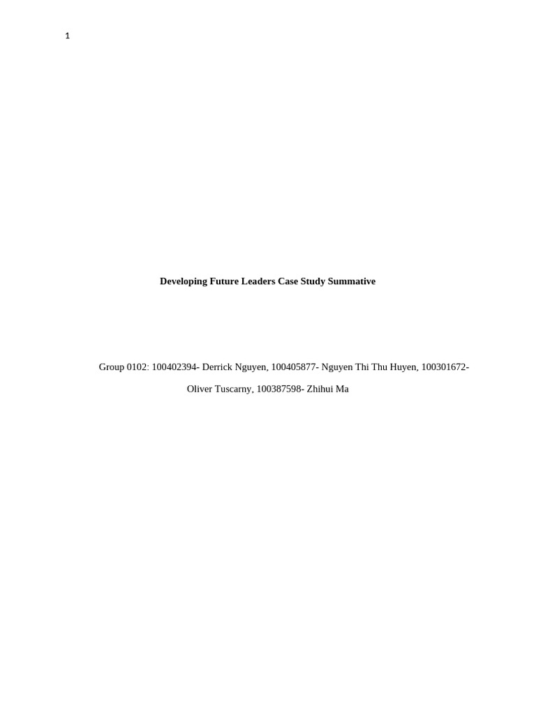 Developing Future Leaders Case Study Summative | PDF | Cost Of Living ...
